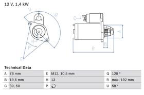 BOSCH 0986019361 - MOTOR DE ARRANQUE INTERCAMBIO OPEL ASTRA 12V 1.4KW