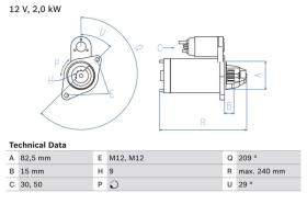BOSCH 0986021610 - MOTOR DE ARRANQUE GRUPO VAG 12V 2KW