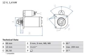 BOSCH 0986021651 - MOTOR DE ARRANQUE