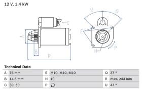 BOSCH 0986022840 - MOTOR DE ARRANQUE FORD 12V 1,4KW