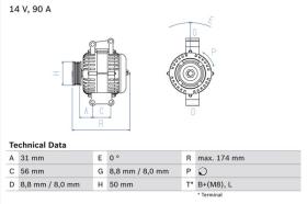 BOSCH 0986042530 - ALTERNADOR INTERCAMBIO 12V 90AH MERCEDES SPRINTER