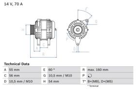 BOSCH 0986044210 - ALTERNADOR OPEL CORSA C 70AH