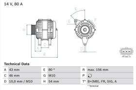 BOSCH 0986049151 - ALTERNADOR INTERCAMBIO FORD FIESTA 1.4 TDCI 80AH