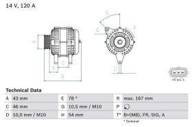 BOSCH 0986049171 - ALTERNADOR DE INTERCAMBIO 120AH FORD