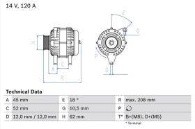 BOSCH 0986049400 - ALTERNADOR 14V 120AH ALFA ROMEO