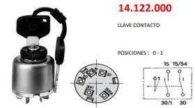 COBO ELECTRICIDAD 14122000 - LLAVE DE CONTACTO